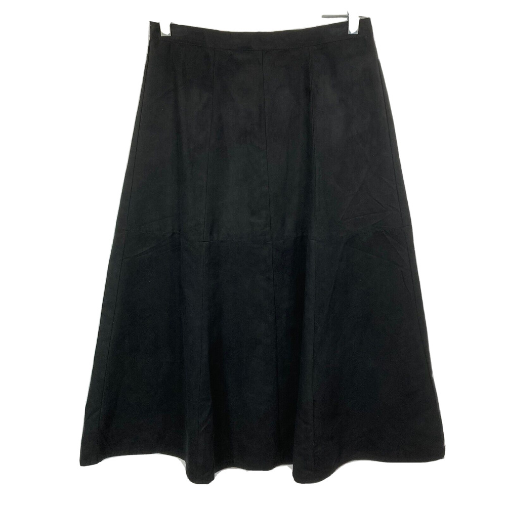 Linea By Louis Dell'Olio Skirt Womens Sz S Black Microfiber Midi‎ A-line Lined